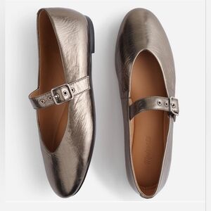 MADEWELL THE REMY MARY JANE IN CRINKLE METALLIC PEWTER, SIZE 8